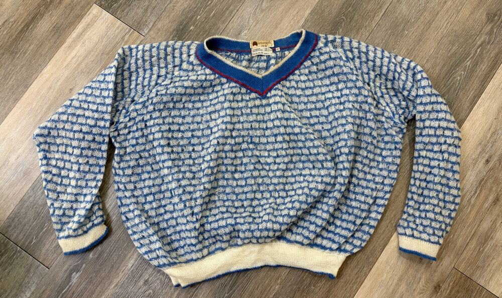 Antonella Ore Blue Mohair Sweater Made in Italy Fuzzy Knit Size 42